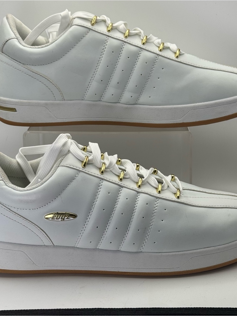 Lugz Men's White Sneakers with Gold Accents